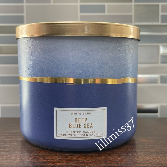 2X BRAND NEW BATH AND BODY WORKS 3 WICK CANDLES FRESH CUT LILACS DEEP BLUE SEA - Picture 3 of 6